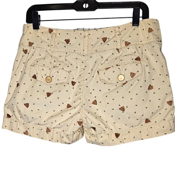Daughters Of The Liberation Beige Shorts Bees Embroidery Beehives Womens 6 - Picture 2 of 13